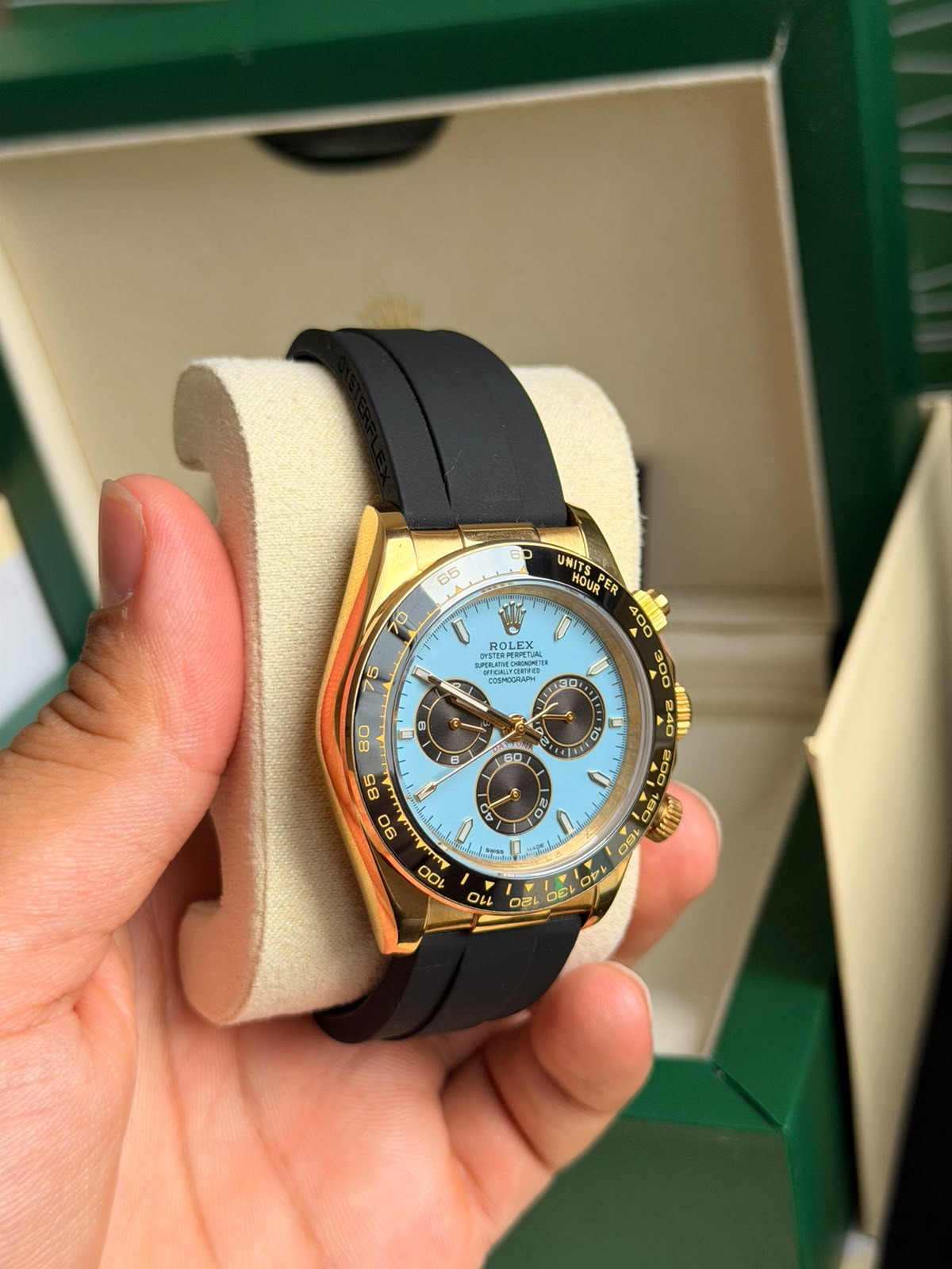 Rolex Daytona / Gold Azul-Turquesa