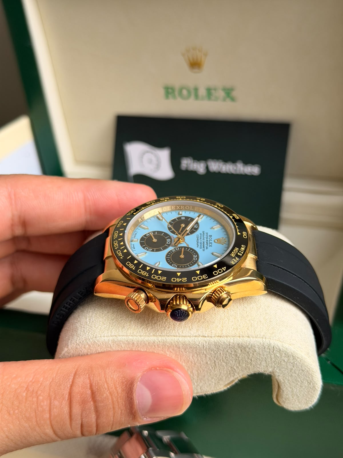 Rolex Daytona / Gold Azul-Turquesa